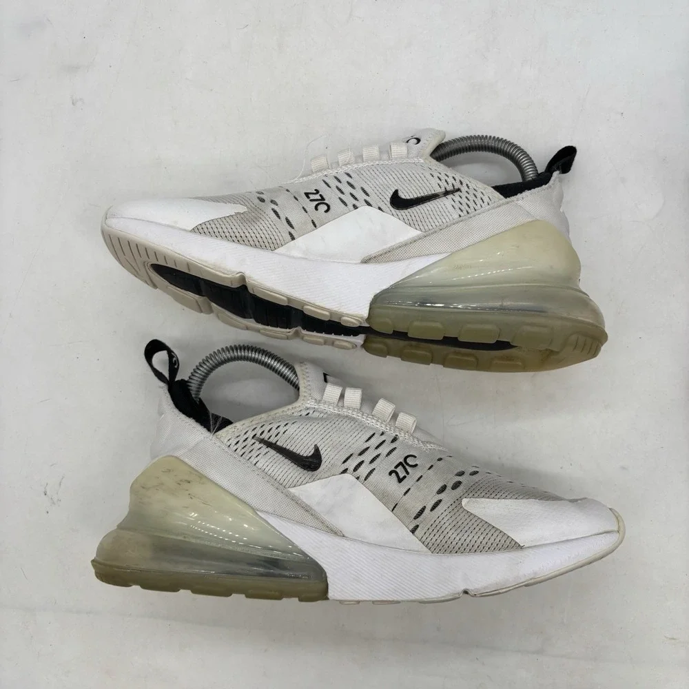 Nike Air Max 270 Shoes Womens 7.5 White Black Shoes Sneakers AH6789-100 No Laces